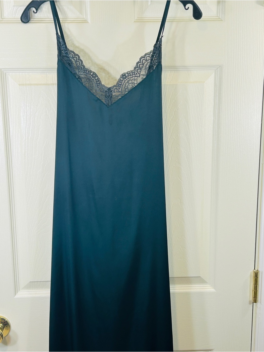 Soma Teal Lace-Trim Slip Dress